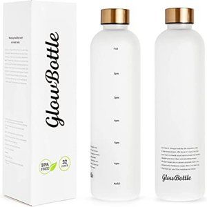 Glow Bottle Motivational Water Bottle with Time Marker & Stickers
